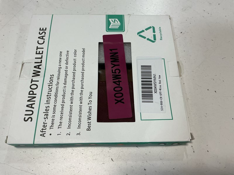 Condition photo showing New/Like New for SUANPOT Compatible with Samsung Galaxy S24 5G Wallet case with RFID Blocking Credit Card Holder,Flip Book PU Leather Protective Cover Men Women for Samsung S24 Phone case Wine Red Color Wallet Case Wine Red Color