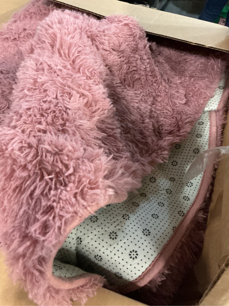 Condition photo showing As Is for shag area rugs for bedroom living room,4x6 ultra soft fluffy area rugs for dorm, indoor carpet nursery rugs for kids girls room home decor,pink 4' x 6' (rectangular) pink