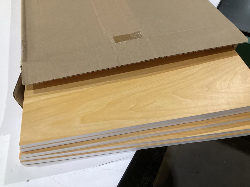 Condition photo showing As Is for Small Size Wire Shelf Cover for Pantry, Wood Shelf Covers for Wire Shelving, 15x11.8inch, 5pcs, Perfect for Rack Covers and Shelving(Smal)