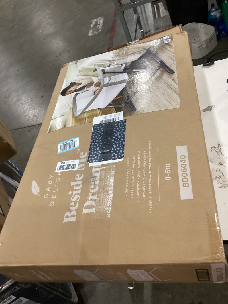 Condition photo showing New/Like New for baby delight beside me dreamer bassinet | bedside sleeper | 6-position height adjustment | charcoal tweed