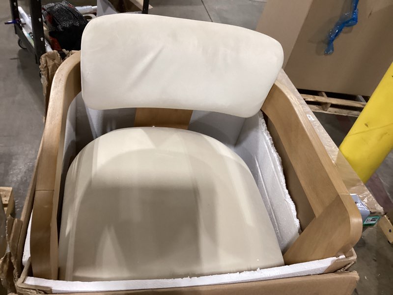 Condition photo showing As Is for meridian furniture sacha cream velvet dining chair (set of 2)