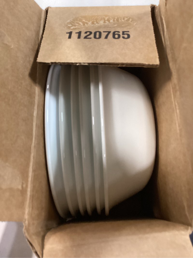 Condition photo showing New/Like New for corelle vitrelle 38-piece service for 12 dinnerware set, triple layer glass and chip resistant, lightweight round plates and bowls set, winter frost white 38 piece frost white