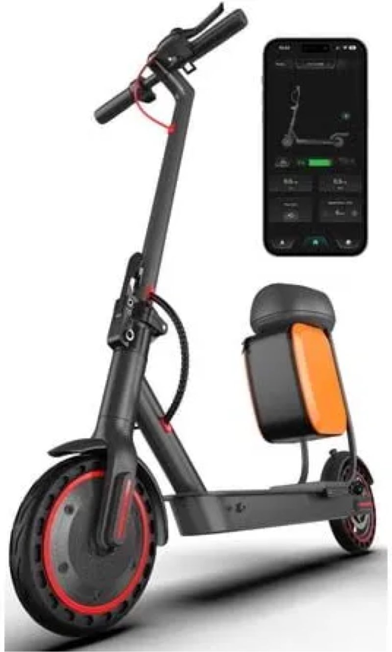 Smart Electric Scooter for Adults with App Control, 550w Motor, 19 Mph, 21-Mile Range, Folding E-Scooter with Seat Bag & LED Display, Black