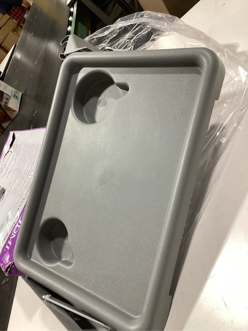 Condition photo showing As Is for DMI Walker Tray, Rollator Tray, Mobility and Walker Accessory Tray Table Fits Most Standard Walkers, Folding with Two Cup Holders and Tool Free Assembly, 16 x 11.8 inch Gray 1 Count (Pack of 1)