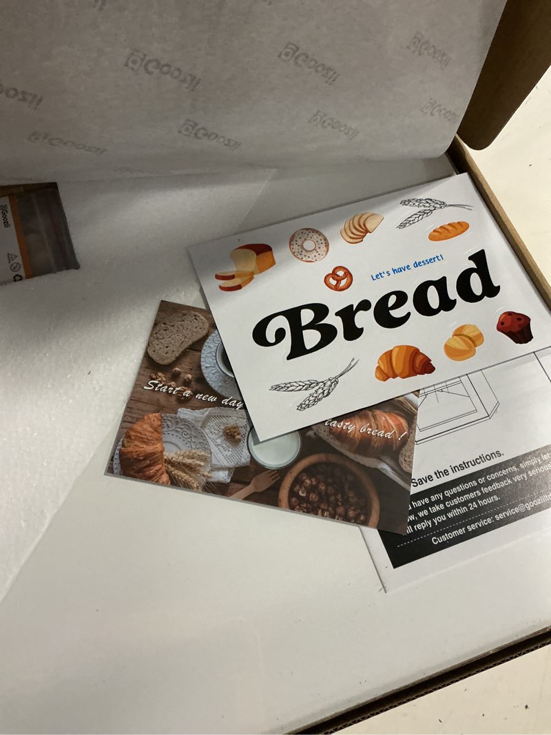 Condition photo showing New/Like New for goozii white corner bread box for kitchen countertop, 2 tier breadbox for sourdough loaf, modern bread storage container for island counter top organizer, cabinet cupboard pantry shelf (bamboo wood)