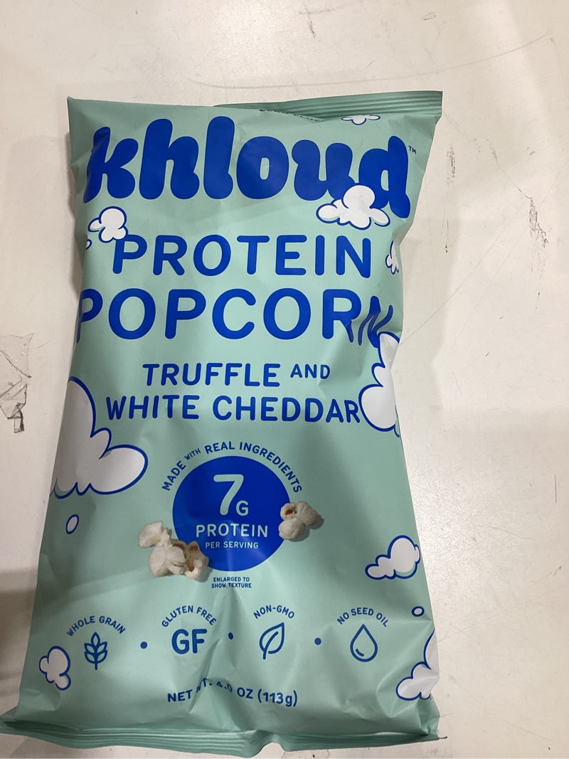 Khloud Protein Popcorn - Truffle & White Cheddar - 7g Protein Snacks for Adults & Kids - Flavored Po