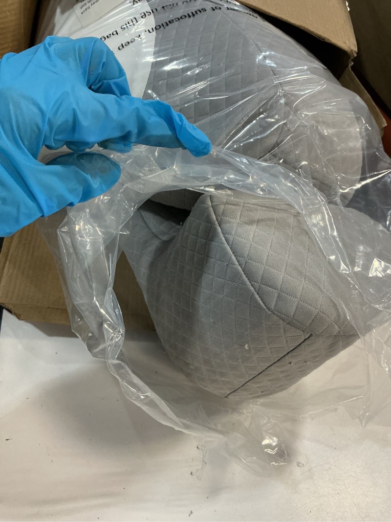 Condition photo showing As Is for (Used) Cool Gel Cooling Pillow for Sleeping, Standard Size Cooling Memory Foam Pillow for Hot Sleepers, Reversible Ergonomic Design, Pressure Relief, Spine Alignment, Side, Back Contouring Support