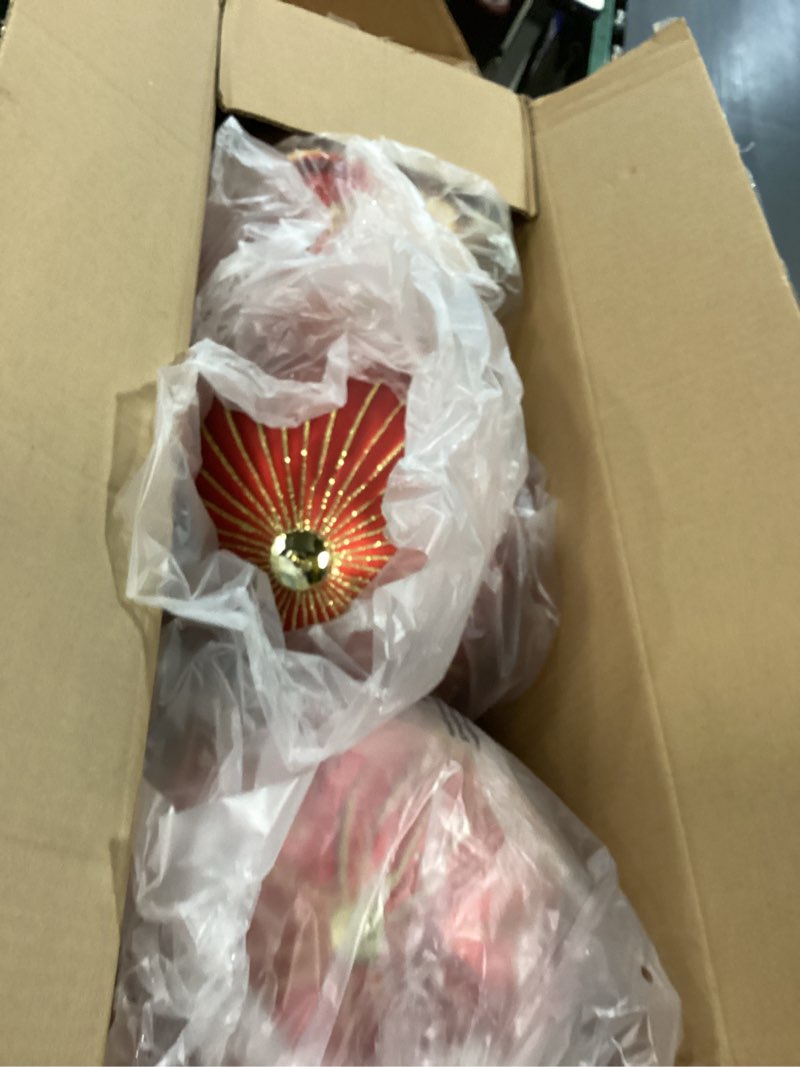 Condition photo showing Good Condition for Lanpn 6 Pcs 8" Large Christmas Balls Ornaments, Outdoor Xmas Tree Hanging Decorations, Shatterproof Christmas Ball Ornament Set for Home Winter Holiday, Assorted Relief Pattern, Red & Gold Red & Gold 8"/ 6 pcs