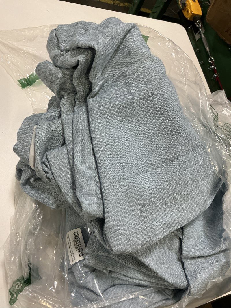 Condition photo showing As Is for Dusty Blue Pinch Pleated Full Blackout Curtains Linen Texture Noise Reducing Window Treatment Panel 102 Inch for Living Room Bedroom Thermal Insulated Back Tab Drapes with Hooks, 2 Panel, 40"Wx102"L 40"W x 102"L (Pack of 2) Dusty Blue