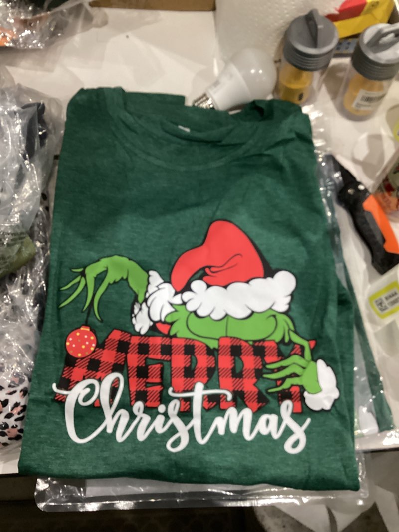 Condition photo showing New/Like New for (SIMILAR BUT NOT EXACT!). Christmas grinch long sleeve Shirts for Women Christmas Printed Tops Cute Xmas Holiday Pullover Tshirts D-green Large