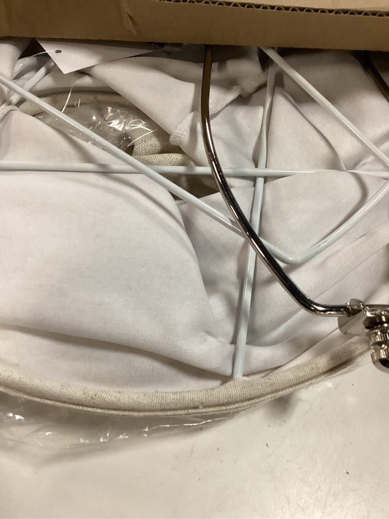 Condition photo showing New/Like New for bell lamp shades set of 2, 6"top x 13"bottom x 10"high, beige shade replacement for table lamps, floor lamps, fabric natural linen hand crafted(spider fitter), harp holders included, assembly required