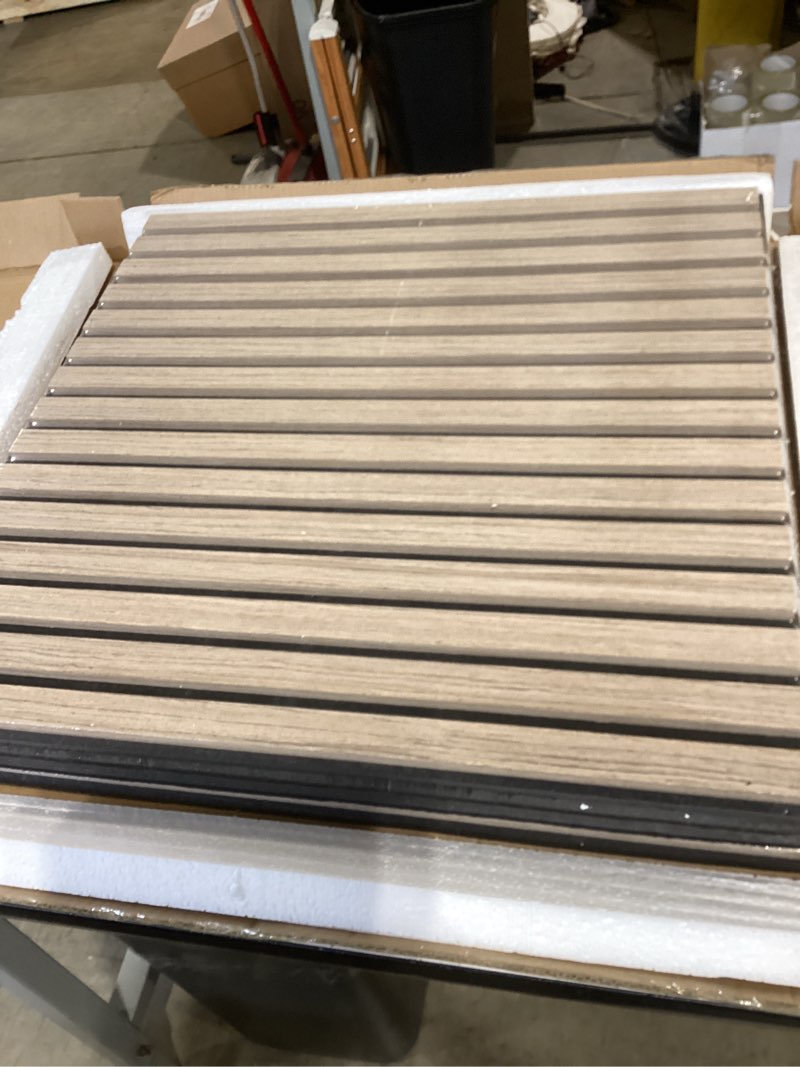 Condition photo showing New/Like New for 4 pcs wood slat acoustic panels, 3d fluted wood panel sound absorbing panel for wall and ceiling, decorative sound proof panels (walnut, 4pcs - 23.6 x 23.6 in) 4pcs - 23.6 x 23.6 in walnut