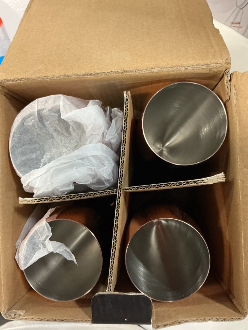 Condition photo showing New/Like New for oak & steel - set of 4 rose gold champagne flutes (10oz) stainless steel stemmed champagne glass for mimosa, party toasting, gift for bride & grown, wedding, birthday, anniversary, christmas