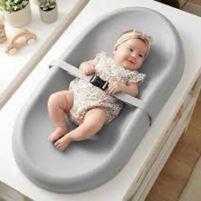 mallify wipe-clean changing pad, waterproof & wipeable, soft & non-slip diaper adjustable safety bel