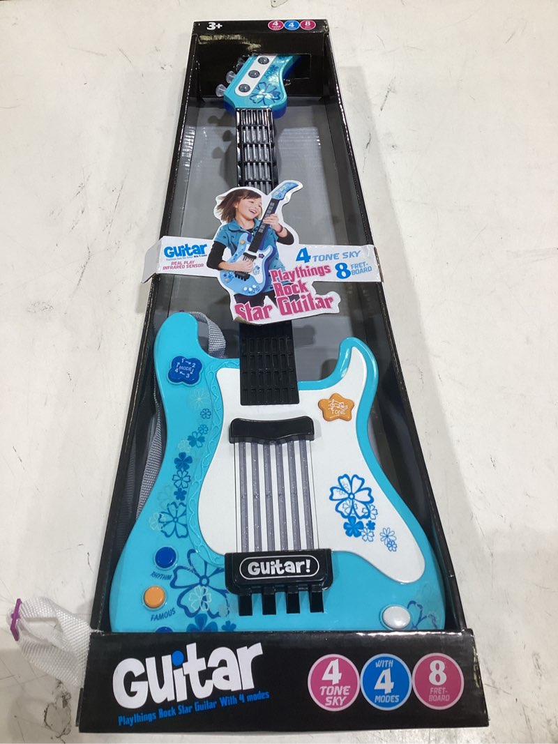 Condition photo showing Good Condition for kids toddler baby childrens electric toy guitar with strap ideal for 3 4 5 7 8 year old boys girls gifts(blue)
