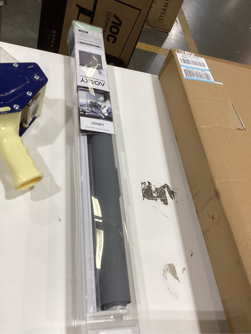Condition photo showing Good Condition for AOSKY Cordless Roller Shades Blackout Blinds for Windows Room Darkening Rolled Up Shades with Spring System, UV Protection Window Shades Door Blinds for Home and Office (23" W x 72" H, Grey) 23"W x 72"H Grey