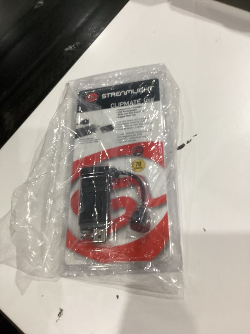 Condition photo showing New/Like New for Streamlight 61125 ClipMate 70-Lumen 500-Candela Rechargeable Hands-Free Clip-On Light with White and Red LEDs, Black Without AC Adapter