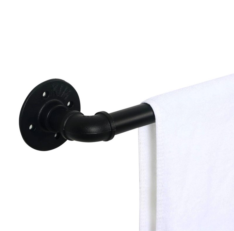 houseaid 30 inch industrial pipe towel bar, farmhouse rustic towel holder, vintage style towel rod for bathroom, wall mounted, matte black