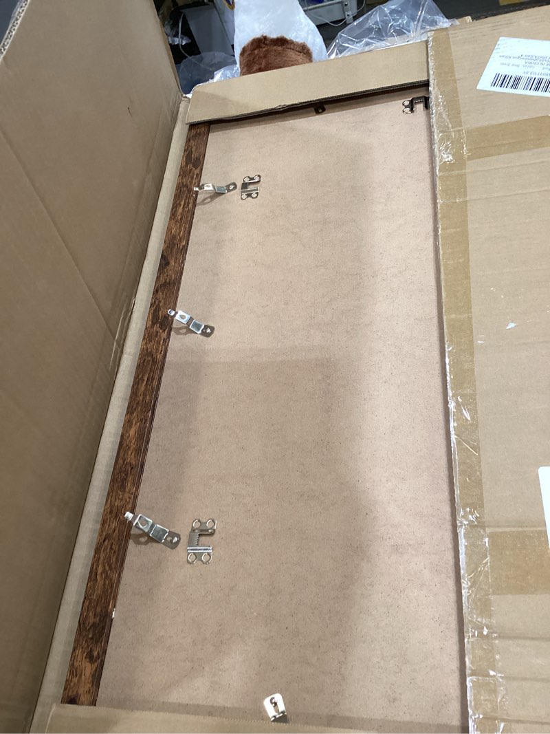 Condition photo showing Good Condition for wood 20x28 picture frame with 16x24 mat, display 16x24 with mat or 20x28 without mat, wood 20 by 28 photo frame, 20 x 28 frame for wall hanging display, deep brown 1 20x28 inch
