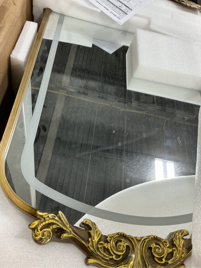 Condition photo showing New/Like New for 20"x30" LED Bathroom Medicine Cabinet with Mirror and Lights, Bronze Hand-Painted Baroque Bathroom Storage with Mirror, Recessed / Wall Mounted, Dimmable 3 Color Lighting Anti-fog ( with 1 Organizer) Frame:20"x30" (with LED and Anti-Fog)