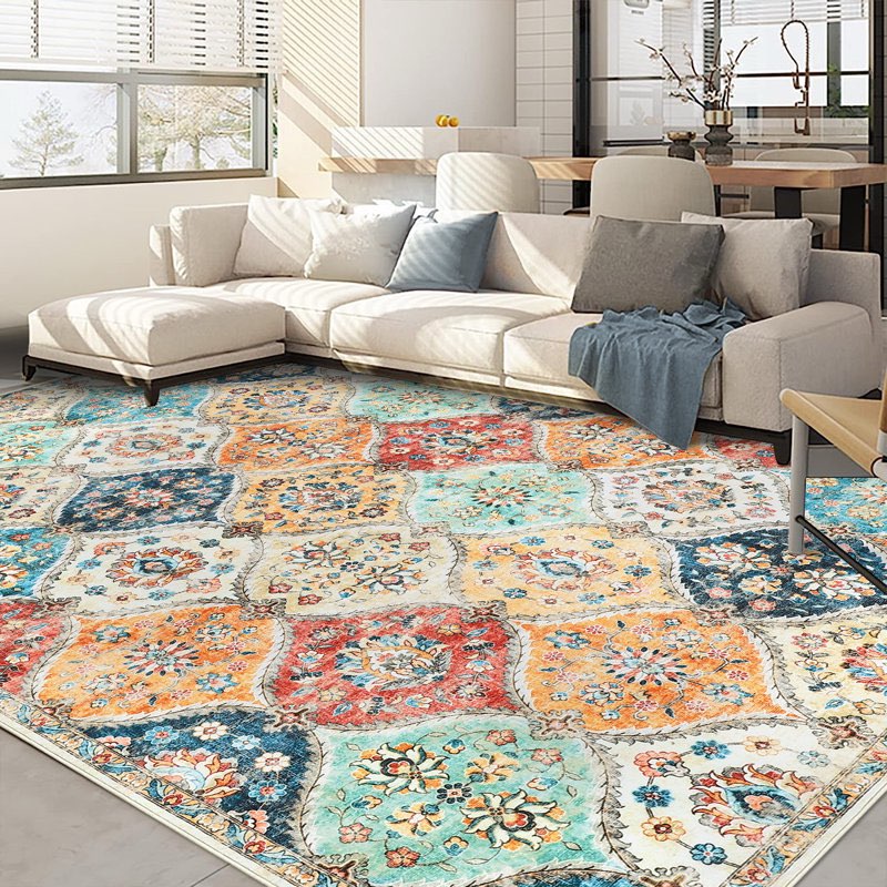 Scottia Floral Modern Farmhouse Indoor Area Rug Washable Soft Throw Carpet Mat for Home Décor 6x9