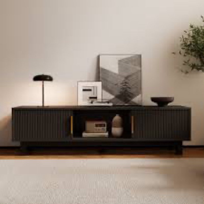 (Incomplete)59\"W Fluted TV Stands For Tvs Up To 65\" With Power Outlets & Storage Compartments