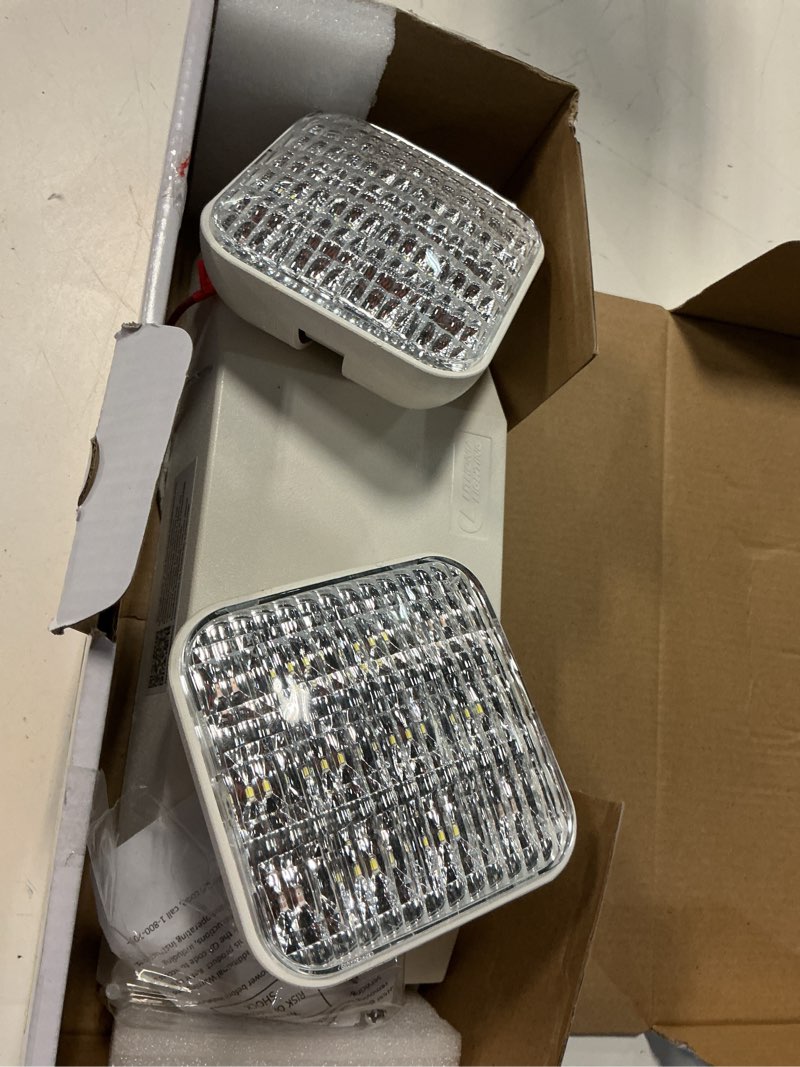 Condition photo showing As Is for contractor select eu2c 120/277-volt integrated led white emergency light fixture with battery