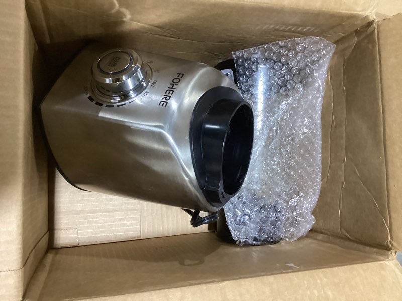 Condition photo showing As Is for FOHERE Professional Blender Peak 1200W, Countertop Blender with 3 Presets? 5 Speeds for Smoothies, Shakes, and Frozen Drinks, 50 Oz Glass Jar ?20 Oz Tritan Jug