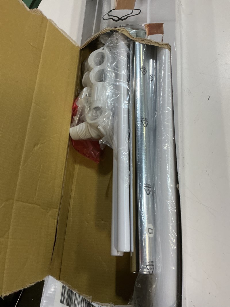 Condition photo showing Good Condition for mainstays 2 tier adjustable chrome garment rack with silver metal and white rod