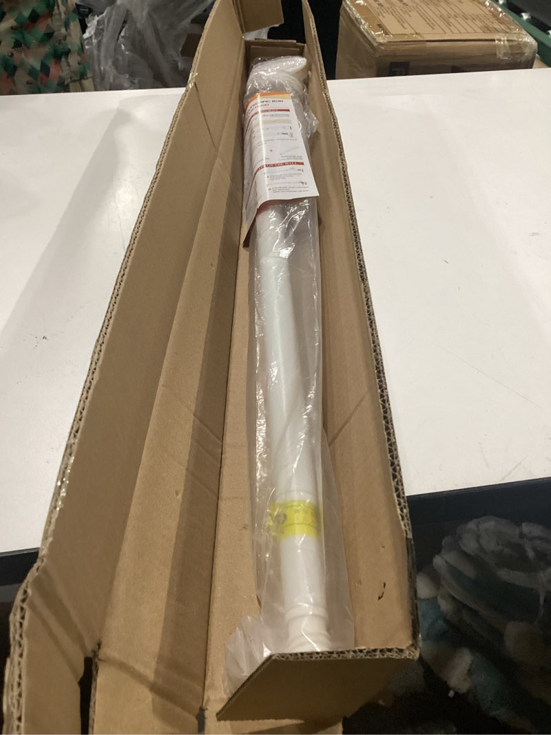Condition photo showing Good Condition for no drill rust-resistant tension rod, bright white (27.6-47.2 inches) - adjustable for kitchen windowsill (wet rags/utensils), bathroom curtain/towel & cabinet clothing white 27.6-47.2