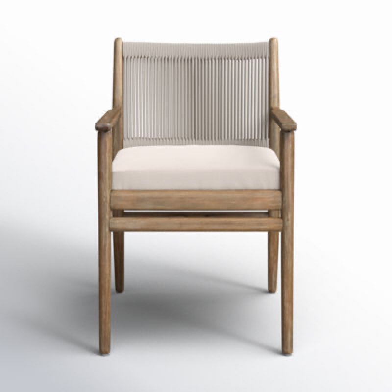  Baltzer Wood Outdoor Dining Armchair with Cushion AllModern 
