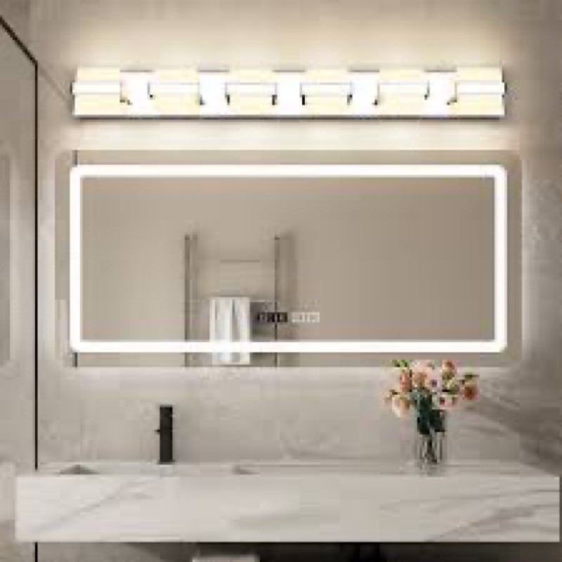 SOLFART Bathroom Light Vanity Lights Chrome Finish Modern Dimmable Vanity Lighting Fixtures 6 Lights