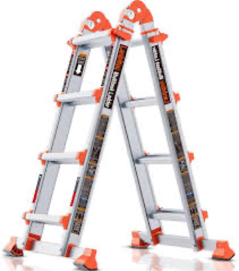 lanbitou ladder, a frame 4 step ladder extension, 14 ft anti-slip multi position & storage folding l