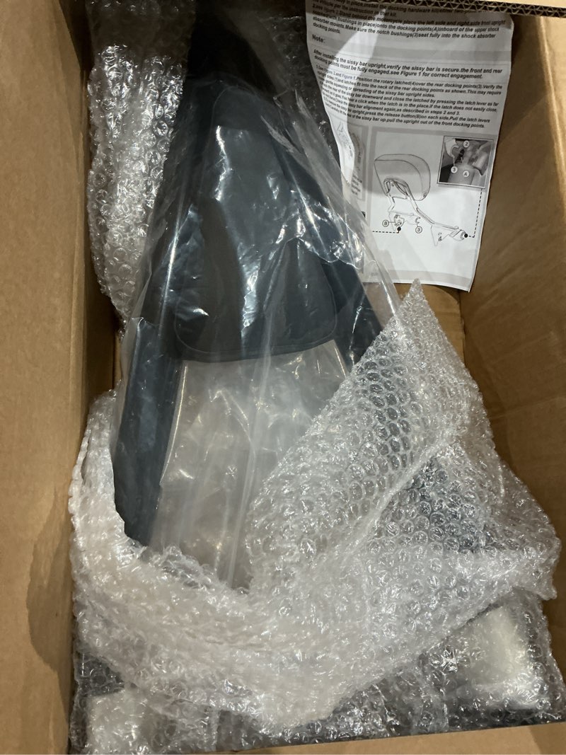 Condition photo showing New/Like New for sissy bar for harley touring 28" detachable rear passenger backrest quick release compatible with road king road glide street glide electra glide road king 2009-2025 black-one pice fit '09-up