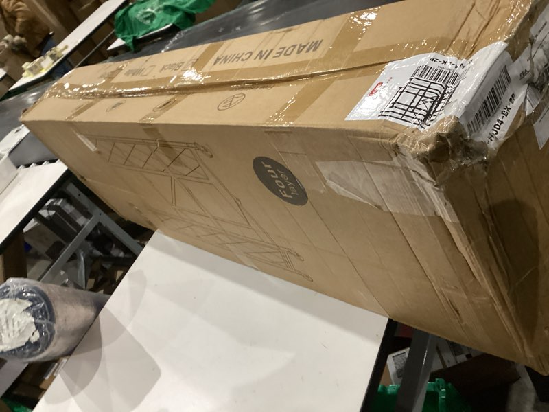 DEANIC 4 Tier Foldable Storage Shelves with Wheels, Large Capacity Shelving Unit, Freestanding Metal