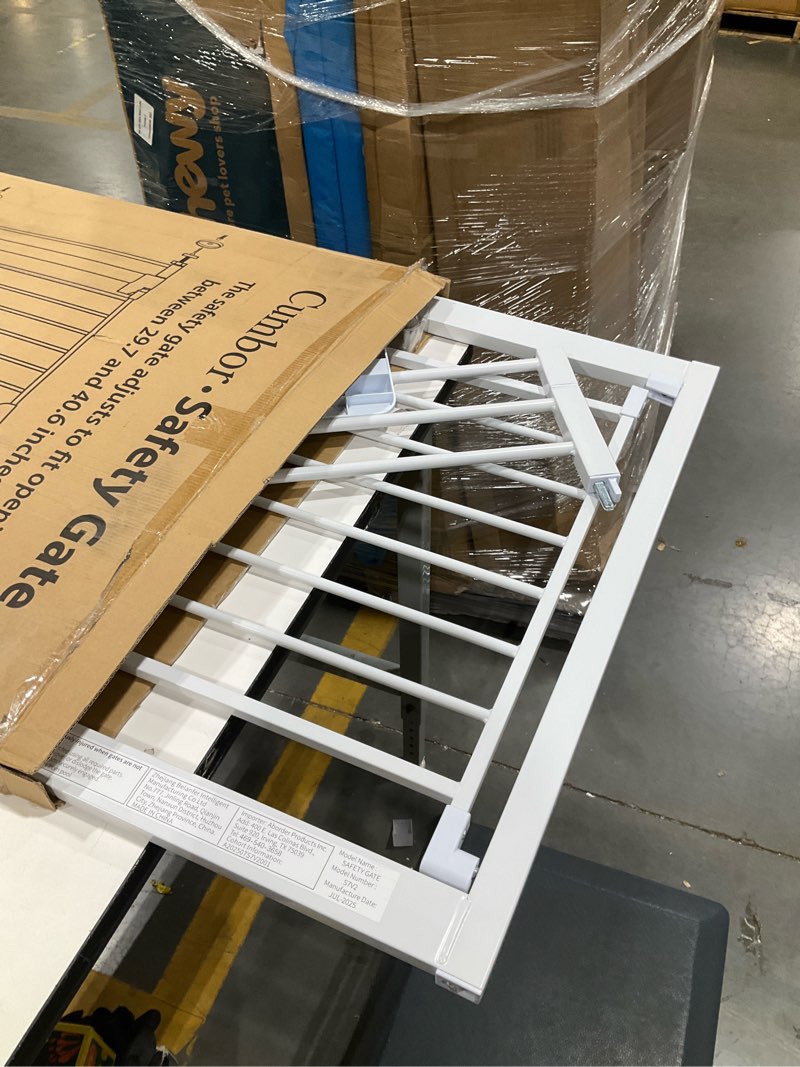 Condition photo showing Good Condition for cumbor 30-40.6 in baby gate for stairs and doorways, dog gate indoor white | mom's choice awards winner, auto close, double lock, safety child gate for toddlers & pets, pressure or hardware mounted