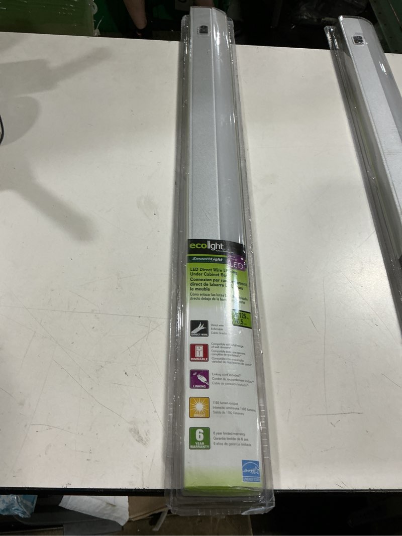 Condition photo showing New/Like New for ecolight 30-inch led direct wire under cabinet light bar, silver gloss metallic