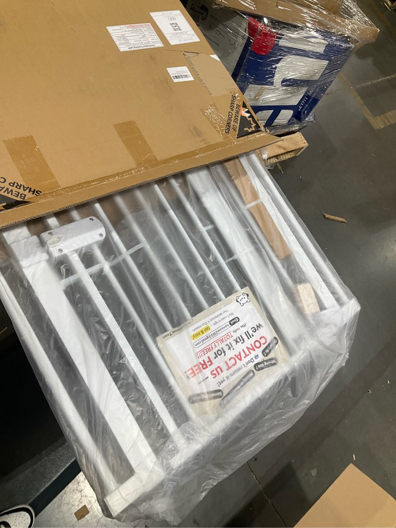Condition photo showing Good Condition for lumizone extra tall cat gate 55.12" high 29.92"-34.24" wide pet gate white | dog gate for doorway hallway stairs pressure mounted extra wide 1.37" gap no drilling auto-close one-handed operation