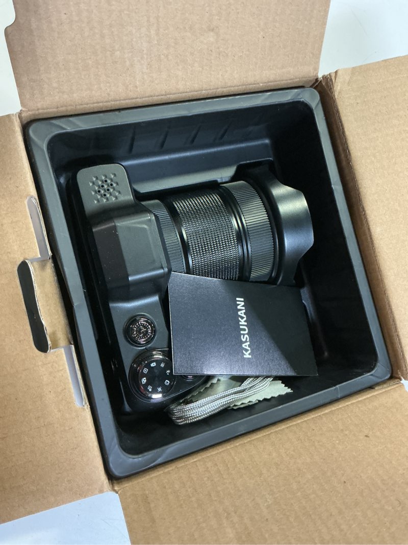 Condition photo showing New/Like New for 4k digital camera for photography & vlogging, 56mp point and shoot digital cameras with 180° flip screen, 16x zoom compact travel camera, portable cámara for adults & beginners with 32gb sd card