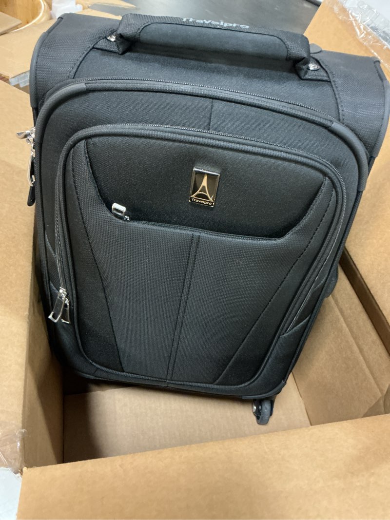 Condition photo showing As Is for 18* Travelpro Maxlite 5 Softside Expandable Checked Luggage with 4 Spinner Wheels, Lightweight Suitcase, Men and Women, Black, Checked Medium 18. -Inch Checked-Medium 18 -Inch Black