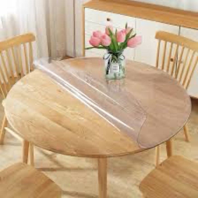 50" Inch Diameter Round Table Cover Dining Coffee End Bed Sofa Side Tabletop Protector Clear Plastic
