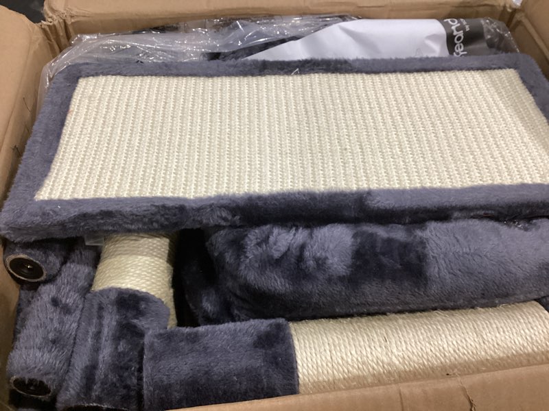 Condition photo showing Good Condition for feandrea cat tree, 45.3-inch cat tower, plush condo with scratching post, ramp, perch, spacious cave, for small space, smoky gray upct141g01