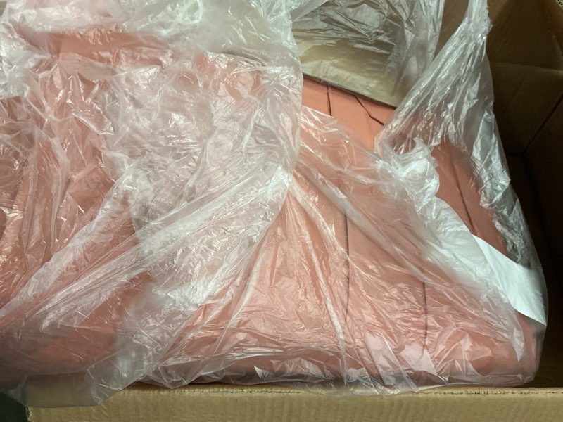 Condition photo showing New/Like New for mainstays 11 piece bed in a bag comforter set with sheets, terracotta texture, full