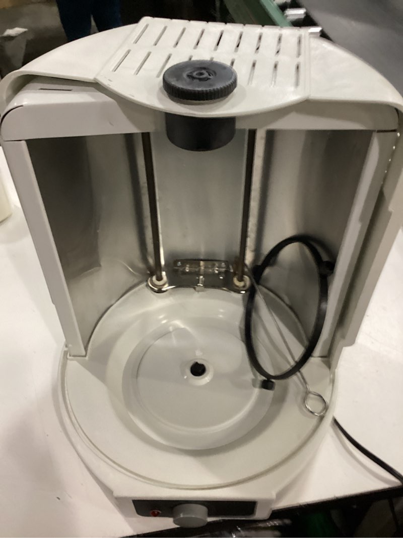 Condition photo showing As Is for NutriChef Vertical Rotisserie Oven Roaster – Electric Shawarma & Kebab Machine with Skewers, Basket Tower, Poultry Rack, Drip Tray – For Chicken, Turkey, Lamb, Beef – (White)