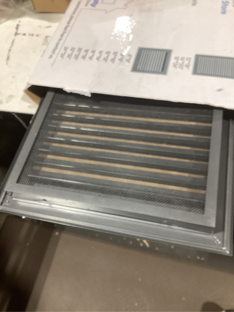Condition photo showing Good Condition for 12” x 18" aluminum alloy gable vent, enhanced airflow attic vents, ideal for tool shed, exterior wall, crawl space, houses, and garage, vent opening: 10" x 16" (gray) 10" x 16" vent opening starry grey
