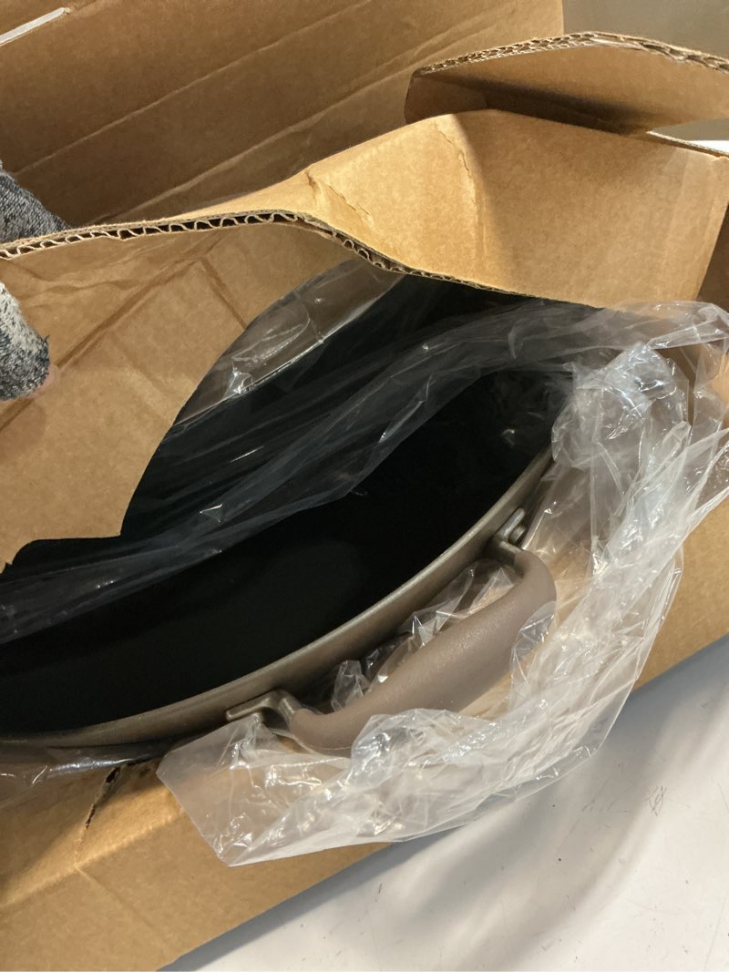 Condition photo showing As Is for anolon advanced home hard-anodized nonstick open stock cookware- woks (14-inch covered wok, onyx) wok (14-inch) onyx
