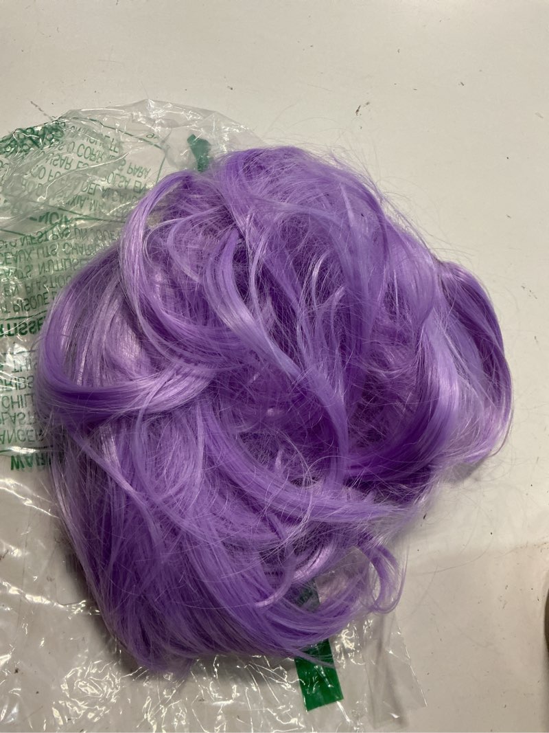Condition photo showing Good Condition for enilecor short bob hair wigs 12" straight with flat bangs synthetic colorful cosplay daily party lilac neon wig for women natural as real hair+ free wig cap (lavender purple)