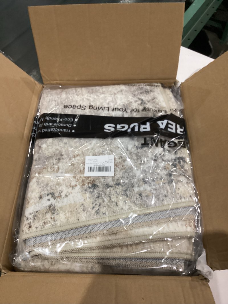 Condition photo showing Good Condition for Area Rug Living Room Rugs: 5x7 Washable Large Abstract Modern Soft Stain Resistant Indoor Floor Non Slip Accent Carpet for Bedroom Nursery Playroom Dining Room Office Dorm Home House- Gray Gold Abstract Gray Gold 5' x 7' (Rectangular)