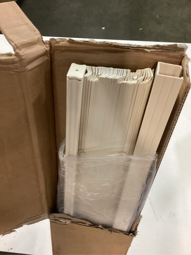 Condition photo showing As Is for 100% Privacy L-Shaped Blades Mini Blinds for Indoor Windows 1" Vinyl Cordless Window Blinds for Home, for Window 55" W × 64" H Beige Beige 55" W × 64" H
