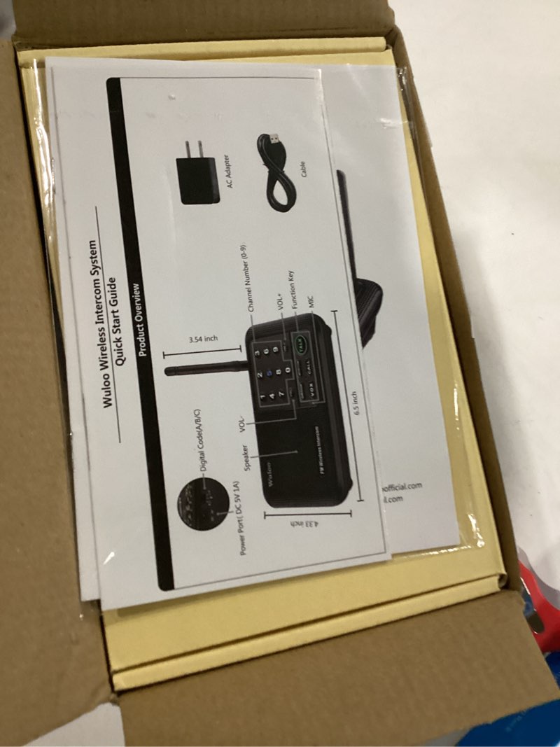 Condition photo showing Good Condition for Wuloo Intercoms Wireless for Home 1 Mile (5280 Feet) Range 10 - Channel, Wireless Home Intercom System for House Business Office, Room to Room Intercom, Home Communication System (2 Packs, Black) 2 units set